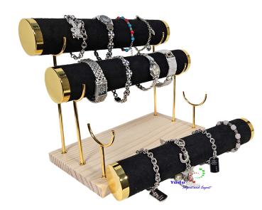3er Schmuckständer Schmuckhalter Armbandständer Uhrenständer mit Metallträger schwarz